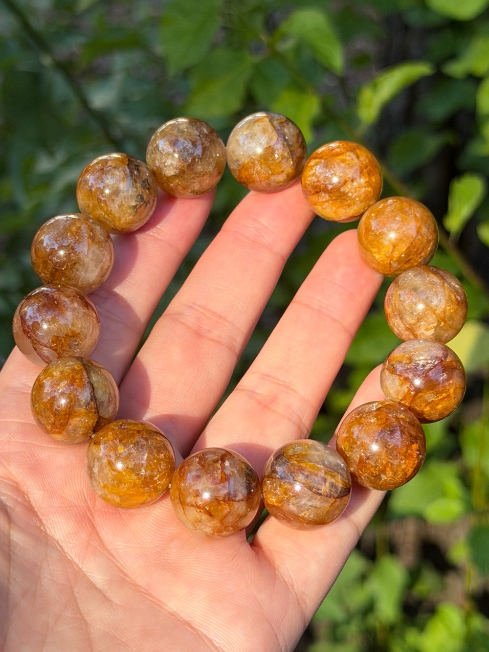 17mm chunky stretchable dark golden‎ healer bracelet 1531